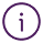 Ícone de informação com letra 'i' em círculo roxo, simbolizando detalhes ou ajuda.