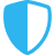 Ícone de escudo em azul com divisão vertical, simbolizando fortalecimento de marca, segurança ou proteção.